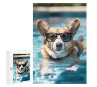 Rompecabezas 1000 PCS para Adultos Corgi Pool Swimming Funny Rompecabezas para Adultos Juego De Ingenio Regalo De Cumpleaños Ayuda A Ejercitar El Cerebro 1000 PCS