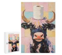Rompecabezas 1000 PCS para Adultos Cow with Toilet Paper Hat Rompecabezas para Adultos Juguete Decoración De Pared Decoración Perfecta Regalos para Reducir El Estrés 1000 PCS