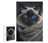 Rompecabezas 1000 PCS para Adultos Cozy Cat in Knit Scarf Rompecabezas para Adultos Juego De Ingenio Regalo De Cumpleaños Ayuda A Ejercitar El Cerebro 1000 PCS