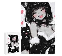 Rompecabezas 1000 PCS para Adultos Cute Anime Cat Girl and Black Cat Rompecabezas para Adultos Juguete Decoración De Pared Mejora La Memoria Regalo De Cumpleaños, Regalos, 1000 PCS