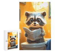 Rompecabezas 1000 PCS para Adultos Cute Raccoon Reading Newspaper Toilet Funny Rompecabezas para Adultos Juegos Familiares Carrera De Velocidad Manual Regalos para Amigos Y Familiares 1000 PCS