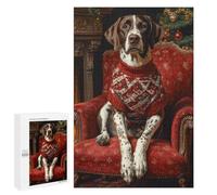 Rompecabezas 1000 PCS para Adultos Dog in Christmas Sweater Portrait German Shorthaired Pointer in Sweater Rompecabezas para Adultos Juguete Decoración De Pared Decoración Perfecta Regalos para Reduc