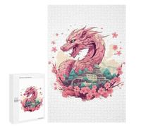 Rompecabezas 1000 PCS para Adultos Dragon Amidst Cherry Blossoms -8 Rompecabezas para Adultos Juguete Decoración De Pared Decoración Perfecta Regalos para Reducir El Estrés 1000 PCS