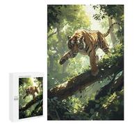 Rompecabezas 1000 PCS para Adultos Dynamic Tiger in Jungle Rompecabezas para Adultos Juego De Ingenio Regalo De Cumpleaños Ayuda A Ejercitar El Cerebro 1000 PCS