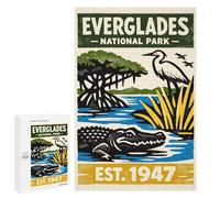 Rompecabezas 1000 PCS para Adultos Everglades National Park Vintage Poster Rompecabezas Juguetes Antiestrés para La Diversión Familiar Oferta como Regalos para Toda La Familia 1000 PCS