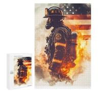 Rompecabezas 1000 PCS para Adultos Firefighter with American Flag Rompecabezas para Adultos Juego De Ingenio Regalo De Cumpleaños Ayuda A Ejercitar El Cerebro 1000 PCS