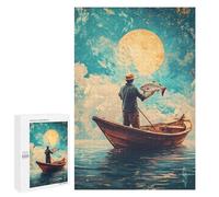 Rompecabezas 1000 PCS para Adultos Fisherman Under Giant Moon Rompecabezas para Adultos Juegos Relajantes Corte De Precisión Oferta como Regalo para Toda La Familia 1000 PCS