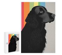 Rompecabezas 1000 PCS para Adultos Flat Coated Retriever Art Rompecabezas para Adultos Juegos Divertidos Vacaciones En Casa Matar El Tiempo para Cumpleaños, Navidad 1000 PCS