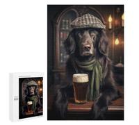 Rompecabezas 1000 PCS para Adultos Flat Coated Retriever Rompecabezas para Adultos Juegos Divertidos Vacaciones En Casa Matar El Tiempo para Cumpleaños, Navidad 1000 PCS