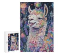 Rompecabezas 1000 PCS para Adultos Floral Llama - Vibrant Fine Art Portrait Rompecabezas para Adultos Juegos Divertidos Vacaciones En Casa Matar El Tiempo para Cumpleaños, Navidad 1000 PCS