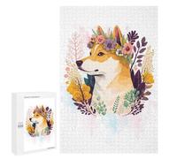 Rompecabezas 1000 PCS para Adultos Floral Shiba Inu Dog Art Rompecabezas Juego De Ingenio Regalos para Mujeres Actividades Divertidas En Casa 1000 PCS