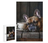 Rompecabezas 1000 PCS para Adultos French Bulldog Coffee Cup Rompecabezas para Adultos Juego De Ingenio Regalo De Cumpleaños Ayuda A Ejercitar El Cerebro 1000 PCS