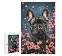 Rompecabezas 1000 PCS para Adultos French Bulldog with Cherry Blossoms Art Cute Bulldog Gift Rompecabezas para Adultos Juguete Decoración De Pared Decoración del Hogar para Cumpleaños, Navidad 1000 P