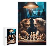 Rompecabezas 1000 PCS para Adultos Funny Cats Playing Chess Rompecabezas para Adultos Juegos Relajantes Corte De Precisión Oferta como Regalo para Toda La Familia 1000 PCS