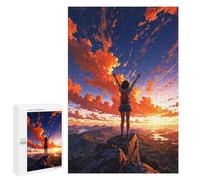 Rompecabezas 1000 PCS para Adultos Girl on Mountaintop Sunset Rompecabezas para Adultos Juguete Decoración De Pared Decoración Perfecta Regalos para Reducir El Estrés 1000 PCS