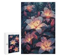 Rompecabezas 1000 PCS para Adultos Glowing Lilies in The Night Rompecabezas para Adultos Juguete Decoración De Pared Mejora La Memoria Regalo De Cumpleaños, Regalos, 1000 PCS