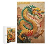 Rompecabezas 1000 PCS para Adultos Golden Dragon Painting with Mountain Backdrop Rompecabezas para Adultos Juguetes De Bricolaje Pero Divertidos Y Humorísticos para Cumpleaños, Navidad 1000 PCS