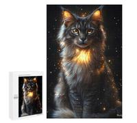 Rompecabezas 1000 PCS para Adultos Golden Glow Maine Coon - Mystical Cat Art - Enchanted Feline Portrait Rompecabezas Juego Familiar Difícil Oferta Difícil como Regalo para Toda La Familia 1000 PCS