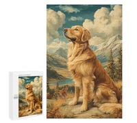 Rompecabezas 1000 PCS para Adultos Golden Retriever in Mountain Landscape Rompecabezas Juego De Ingenio Regalos para Mujeres Actividades Divertidas En Casa 1000 PCS