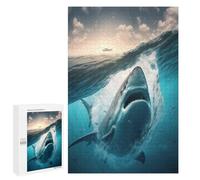 Rompecabezas 1000 PCS para Adultos Great White Shark Attack Rompecabezas para Adultos Juegos Relajantes Corte De Precisión Oferta como Regalo para Toda La Familia 1000 PCS