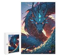 Rompecabezas 1000 PCS para Adultos Infernal Azure The Flame-Scaled Dragon Rompecabezas para Adultos Juguete Decoración De Pared Mejora La Memoria Regalo De Cumpleaños, Regalos, 1000 PCS