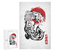 Rompecabezas 1000 PCS para Adultos Japanese Kitsune Zen Fox Rompecabezas para Adultos Juguete Decoración De Pared Decoración Perfecta Regalos para Reducir El Estrés 1000 PCS