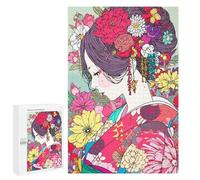 Rompecabezas 1000 PCS para Adultos Kimono Pastel Girl Flower Rompecabezas para Adultos Juguetes De Bricolaje Pero Divertidos Y Humorísticos para Cumpleaños, Navidad 1000 PCS