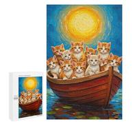 Rompecabezas 1000 PCS para Adultos Kittens in A Boat Painting Rompecabezas para Adultos Juguete Decoración De Pared Mejora La Memoria Regalo De Cumpleaños, Regalos, 1000 PCS