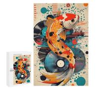 Rompecabezas 1000 PCS para Adultos Koi Fish & Vinyl Vibrant Koi Fish Pop Art Unique Aquatic Decor Rompecabezas para Adultos Juegos Familiares Carrera De Velocidad Manual Regalos para Amigos Y FA