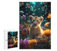 Rompecabezas 1000 PCS para Adultos Magical Floral Lion Cub Rompecabezas para Adultos Juegos Familiares Carrera De Velocidad Manual Regalos para Amigos Y Familiares 1000 PCS