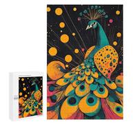 Rompecabezas 1000 PCS para Adultos Majestic Peacock Illustration Vibrant and Elegant Design Peacock with Colorful Feathers Rompecabezas para Adultos Juegos Divertidos Vacaciones En Casa Matar El Tie
