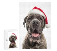 Rompecabezas 1000 PCS para Adultos Mastiff Dog with Santa Hat Rompecabezas para Adultos Juegos Divertidos Vacaciones En Casa Matar El Tiempo para Cumpleaños, Navidad 1000 PCS