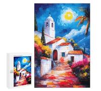 Rompecabezas 1000 PCS para Adultos Mediterranean Village at Night Rompecabezas para Adultos Juego De Ingenio Regalo De Cumpleaños Ayuda A Ejercitar El Cerebro 1000 PCS