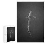 Rompecabezas 1000 PCS para Adultos Monochrome Shark Swimming in Dark Water Rompecabezas para Adultos Juegos Relajantes Regalos para Mujeres para Cumpleaños, Navidad 1000 PCS