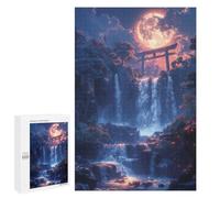 Rompecabezas 1000 PCS para Adultos Moonlit Torii Waterfall Rompecabezas para Adolescentes Juguete Decoración De Pared Decoración Desafiante De Completar 1000 PCS