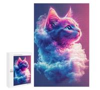 Rompecabezas 1000 PCS para Adultos Neon Cat in Clouds Rompecabezas para Adultos Juegos Relajantes Corte De Precisión Oferta como Regalo para Toda La Familia 1000 PCS