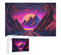 Rompecabezas 1000 PCS para Adultos Neon Desert Sunset Road Rompecabezas para Adultos Juegos Relajantes Decoración Perfecta como Regalo para Toda La Familia 1000 PCS