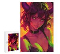 Rompecabezas 1000 PCS para Adultos Neon Oni Demon Anime Girl Rompecabezas para Adultos Juguetes De Bricolaje Pero Divertidos Y Humorísticos para Cumpleaños, Navidad 1000 PCS