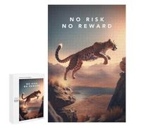 Rompecabezas 1000 PCS para Adultos No Risk No Reward Cheetah Rompecabezas para Adultos Juegos Divertidos Vacaciones En Casa Matar El Tiempo para Cumpleaños, Navidad 1000 PCS