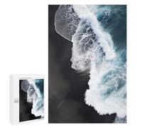 Rompecabezas 1000 PCS para Adultos Ocean Wave Crashing on Black Sand Rompecabezas para Adultos Juguete Decoración De Pared Decoración Perfecta Regalos para Reducir El Estrés 1000 PCS