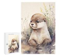Rompecabezas 1000 PCS para Adultos Otter in Watercolor Rompecabezas para Adultos Juguete Decoración De Pared Decoración Perfecta Regalos para Reducir El Estrés 1000 PCS