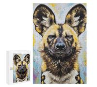 Rompecabezas 1000 PCS para Adultos Painted African Wild Dog Portrait Rompecabezas para Adultos Juegos Divertidos Vacaciones En Casa Matar El Tiempo para Cumpleaños, Navidad 1000 PCS
