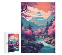 Rompecabezas 1000 PCS para Adultos Pink Cherry Blossom Lake Rompecabezas para Adultos Juego De Ingenio Regalo De Cumpleaños Ayuda A Ejercitar El Cerebro 1000 PCS