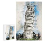 Rompecabezas 1000 PCS para Adultos Pisa in Watercolor Rompecabezas para Adultos Juguetes De Bricolaje Pero Divertidos Y Humorísticos para Cumpleaños, Navidad 1000 PCS