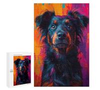 Rompecabezas 1000 PCS Para Adultos Shepherd Mix Dog Portrait in Abstract Colors Pop Art Style Rompecabezas Para Adultos Juguete Decoración De Pared Mejora La Memoria Regalo De Cumpleaños, Regalos, 100