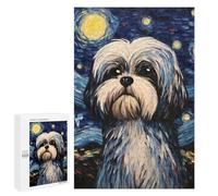 Rompecabezas 1000 PCS para Adultos Shih Tzu Dog Starry Night Rompecabezas para Adultos Juguetes De Bricolaje Pero Divertidos Y Humorísticos para Cumpleaños, Navidad 1000 PCS