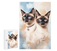 Rompecabezas 1000 PCS para Adultos Siamese Cats Rompecabezas para Adultos Juego Práctico Decoración De Pared Ayuda A Ejercitar El Cerebro 1000 PCS