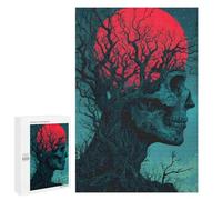 Rompecabezas 1000 PCS para Adultos Skull Tree with Red Moon Rompecabezas para Adultos Juegos Familiares Carrera De Velocidad Manual Regalos para Amigos Y Familiares 1000 PCS