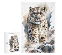 Rompecabezas 1000 PCS para Adultos Snow Leopard in Watercolor Rompecabezas para Adultos Juegos Relajantes Corte De Precisión Oferta como Regalo para Toda La Familia 1000 PCS