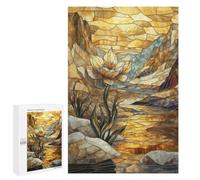 Rompecabezas 1000 PCS para Adultos Stained Glass Flower Landscape Rompecabezas para Adultos Juegos Familiares Carrera De Velocidad Manual Regalos para Amigos Y Familiares 1000 PCS